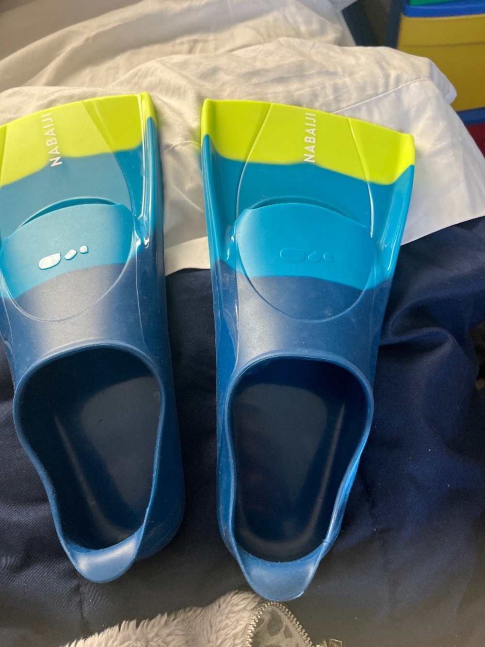 Nabaiji Short Training Swim Fins Blue/Green Size 33/34 kid